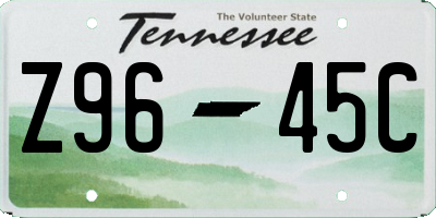 TN license plate Z9645C