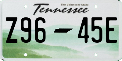 TN license plate Z9645E