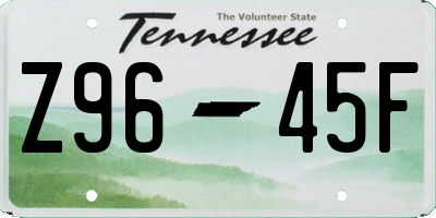TN license plate Z9645F