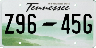 TN license plate Z9645G