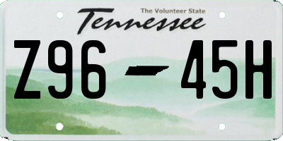 TN license plate Z9645H