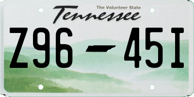 TN license plate Z9645I