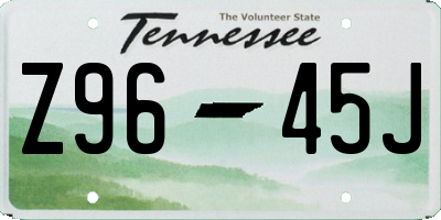 TN license plate Z9645J