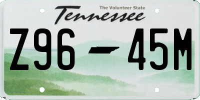TN license plate Z9645M