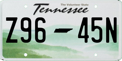 TN license plate Z9645N