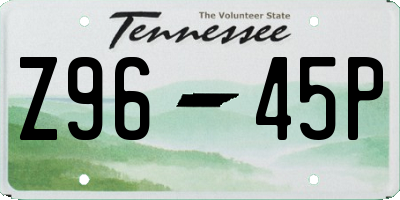 TN license plate Z9645P