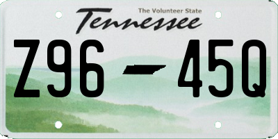 TN license plate Z9645Q