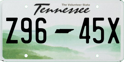 TN license plate Z9645X