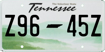 TN license plate Z9645Z