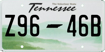 TN license plate Z9646B