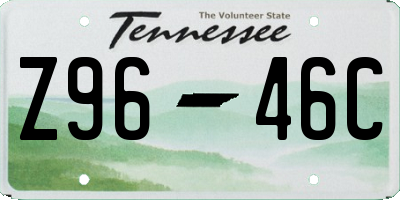 TN license plate Z9646C