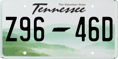 TN license plate Z9646D