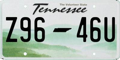 TN license plate Z9646U