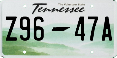 TN license plate Z9647A