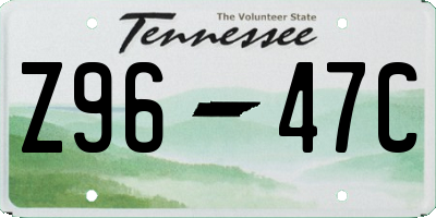 TN license plate Z9647C