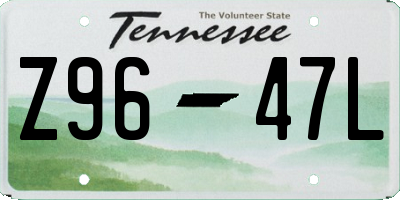 TN license plate Z9647L