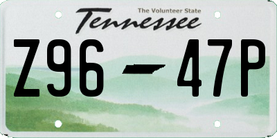 TN license plate Z9647P