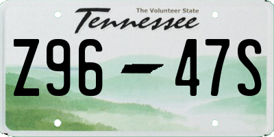 TN license plate Z9647S