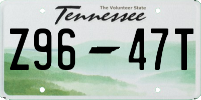 TN license plate Z9647T