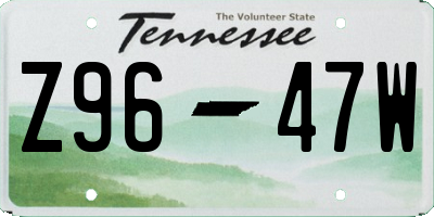 TN license plate Z9647W