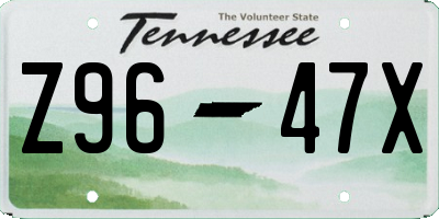 TN license plate Z9647X