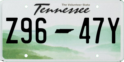 TN license plate Z9647Y