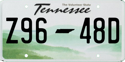 TN license plate Z9648D