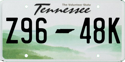 TN license plate Z9648K