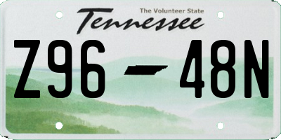 TN license plate Z9648N