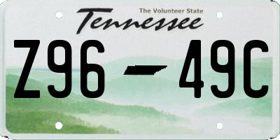 TN license plate Z9649C