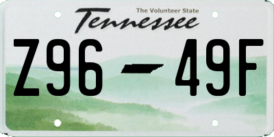 TN license plate Z9649F