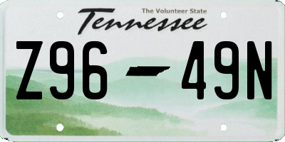 TN license plate Z9649N
