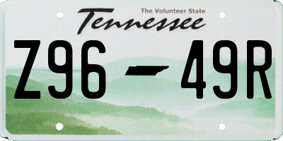 TN license plate Z9649R
