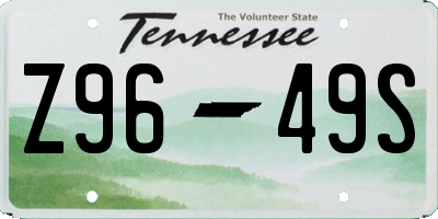 TN license plate Z9649S