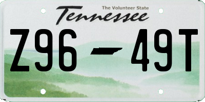 TN license plate Z9649T