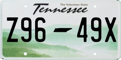 TN license plate Z9649X