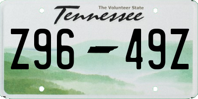 TN license plate Z9649Z