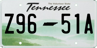 TN license plate Z9651A