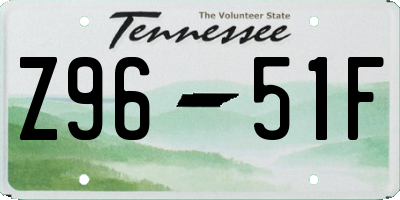 TN license plate Z9651F