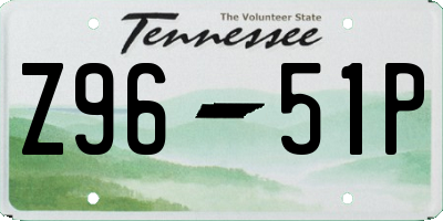 TN license plate Z9651P