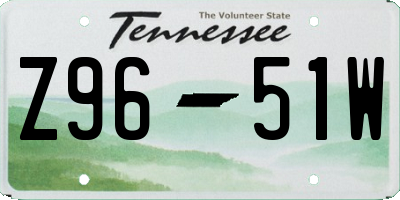 TN license plate Z9651W