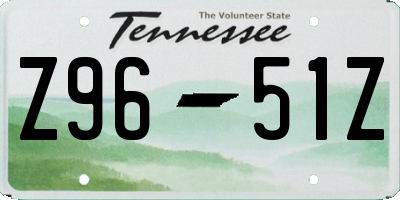 TN license plate Z9651Z