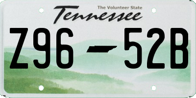 TN license plate Z9652B