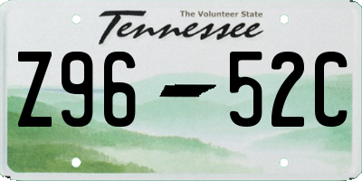 TN license plate Z9652C