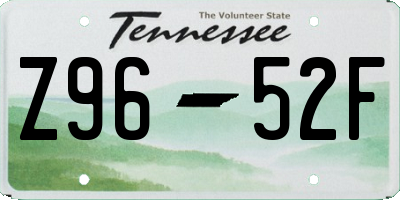 TN license plate Z9652F