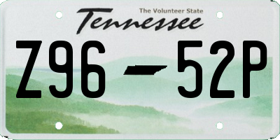 TN license plate Z9652P