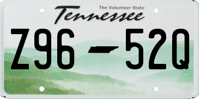 TN license plate Z9652Q