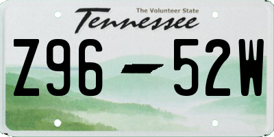 TN license plate Z9652W