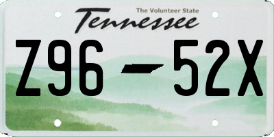TN license plate Z9652X