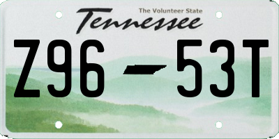 TN license plate Z9653T